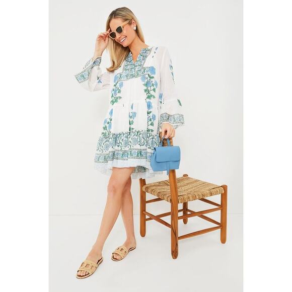 JULIET DUNN Exclusive White Poppy Flared Sleeve Dress Size 1 NWT Retail $295 - Picture 7 of 7